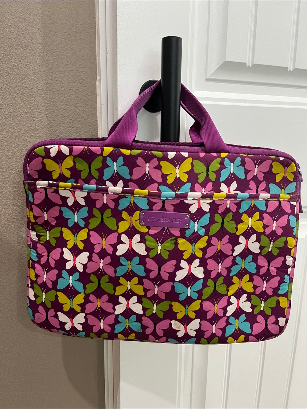 Vera Bradley Purple Butterfly Print Laptop Bag